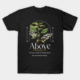 Above.  Colossians 3:2 T-Shirt